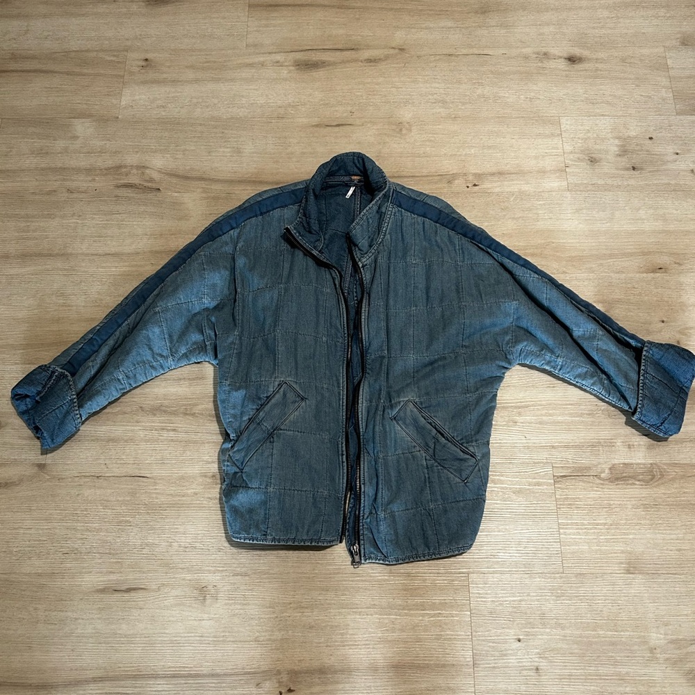 Free People Blue Quilted Jacket